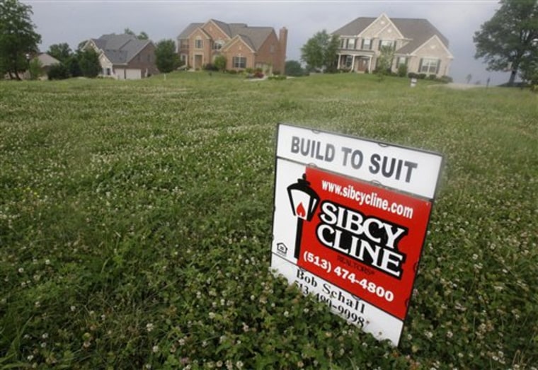 A real estate sign is posted in a lot for sale June 2 in Cincinnati. Homebuilders are losing confidence in the housing market now that government incentives that spurred home sales have ended.